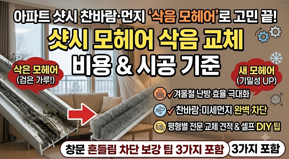 샷시 모헤어 삭음 교체 비용