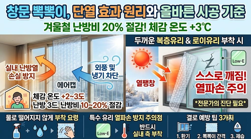창문 뽁뽁이 단열 효과
