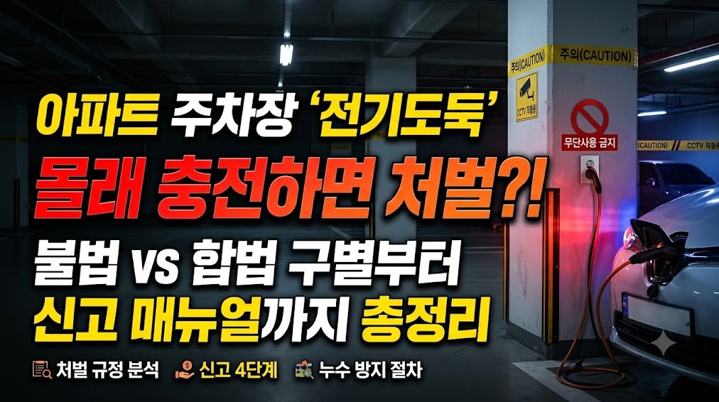 아파트 주차장 전기차 전기도둑 도전 처벌